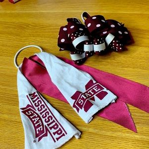 2 hair accessories. MAROON AND WHITE